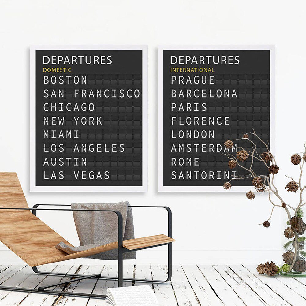 Travel Airport Departures Nordic Poster Train Station Quotes Wall